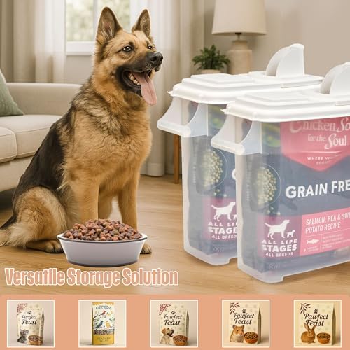 Buddeez Pet Food Storage Dispensers, 2-Pack, 8 Gallon, White Lid