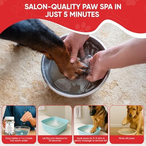 Warren London Deep Cleaning Paw Soak & Spray Combo | Soothes Itchy Paws with Seaweed, Tea Tree Oil & Aloe Vera | Anti-Lick Treatment | 12 Tablets + Deep Clean Paw Spray | Groomer-Approved Relief