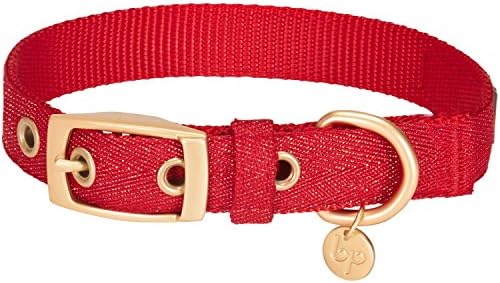 Blueberry Pet The Most Coveted Designer Mixed Metallic Thread Adjustable Dog Collar in Sparkling True Red with Metal Buckle, Neck 17-20.5", for Large Breed