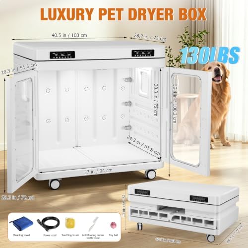 Automatic Pet Grooming Dryer Box, Drying Cabinet for Large Dog Up to 130lbs