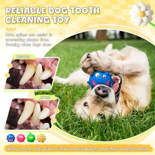 Foilswirl 24 Pcs 2.95'' Expression Squeaky Dog Toys Latex Soft Interactive Squeaky Ball for Large Medium Small Dogs Pets Chewing Teething Fetching Playing Training, 4 Styles
