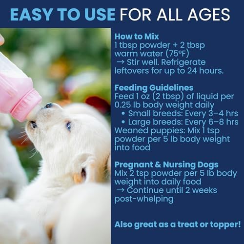 Under the Weather Puppy Milk Replacement Formula + Colostrum for Dogs & Puppies | Goat Milk Replacer Powder | Goat-Based Formula with Colostrum for Immune & Digestive Support - 12 oz