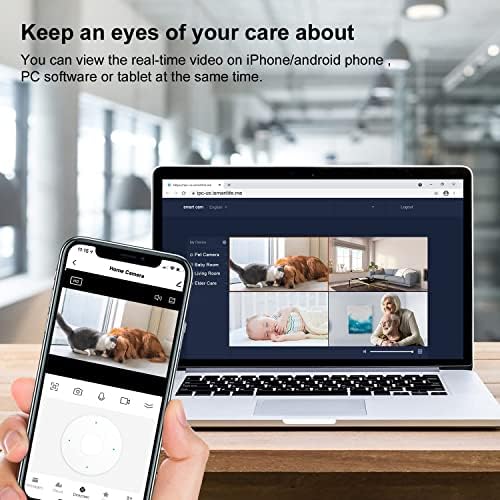 Indoor Camera, 1080P Home Security Camera, Pet Camera with Phone App,Night Vision, Motion Detection, 2-Way Audio, 360 Degree WiFi Camera Wireless for Baby/Dog/Nanny, Work with Alexa(Black)