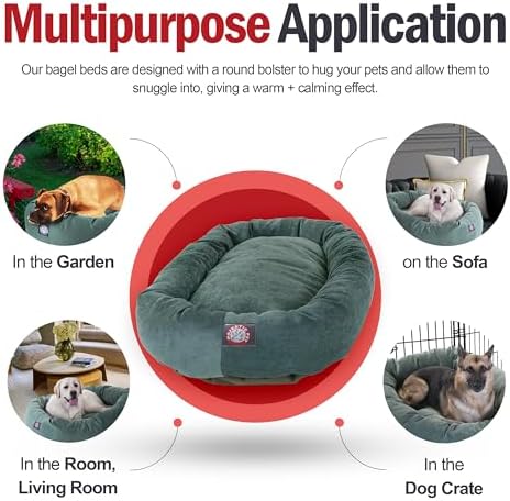 Majestic Pet Micro Velvet Dog Bed, 40 Inch Large, Round, Washable, Azure