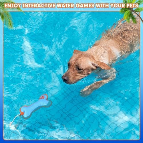 BINGPET Dog Pool Floating Toys, Bone Shaped with Rope, 2-Pack