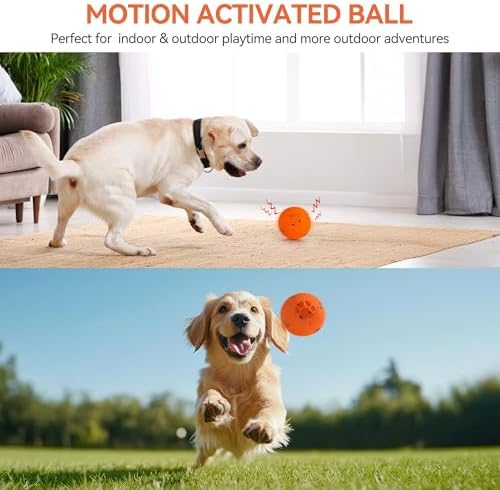 ALL FOR PAWS Interactive Dog Ball Toys, Smart Motion-Activated 2-Mode Automatic Bouncing Ball, E-TPU Material, USB Rechargeable, Enrichment Mental Stimulation Toy for Medium Large Dogs, 3.3 Inches