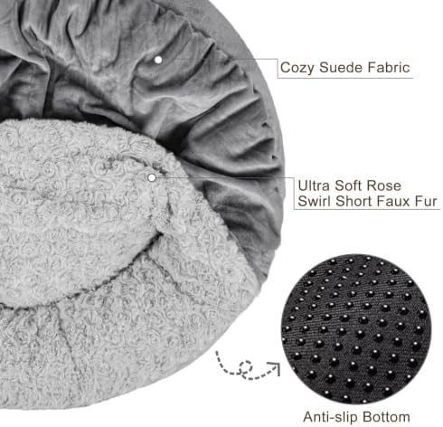 JOEJOY Small Calming Donut Dog Burrow Cave Bed, 26"
