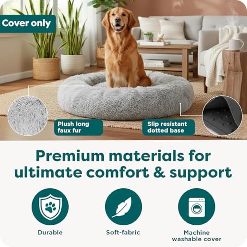 FurHaven Replacement Calming Donut Bed Cover, Misty Gray, Large