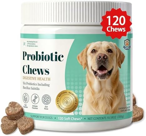 Probiotics for Dogs, Dog Probiotics for Digestive Health, Relieve Diarrhea, Promote Gut and Immune Health, Plus Pumpkin and Papaya, Promote a Balanced Gut Microbiome & Improve Coat Condition
