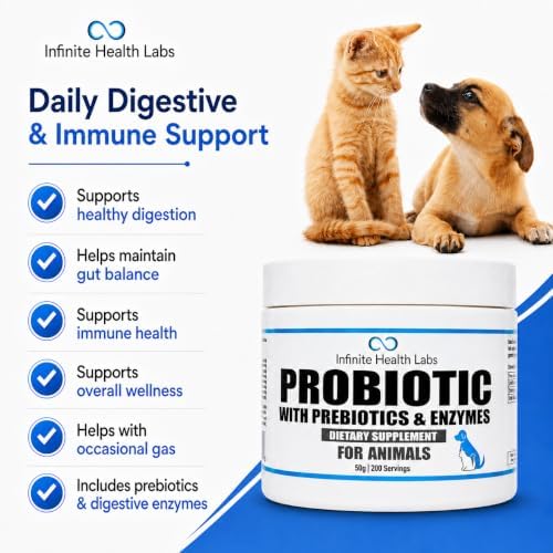 Probiotic Powder for Dogs & Cats with Prebiotics & Digestive Enzymes, 50 g