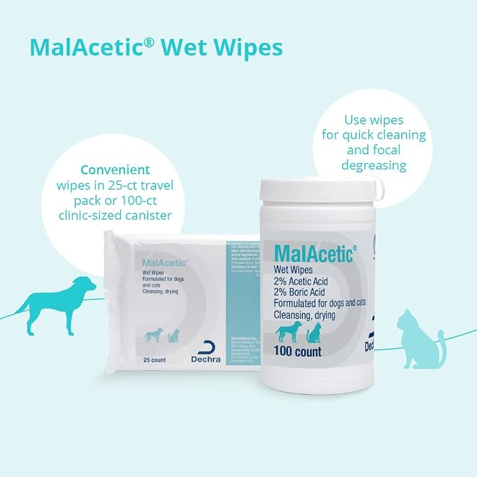 MalAcetic Wet Wipes for Dogs and Cats 100 Count