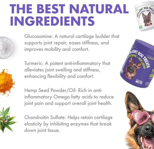 LEGITPET Hemp Hip & Joint Supplement for Dogs Soft Chews Made in USA Functional Glucosamine for Dogs Chondroitin MSM Turmeric Hemp Seed Oil Natural Pain Relief Mobility Advanced Joint 120 Treats