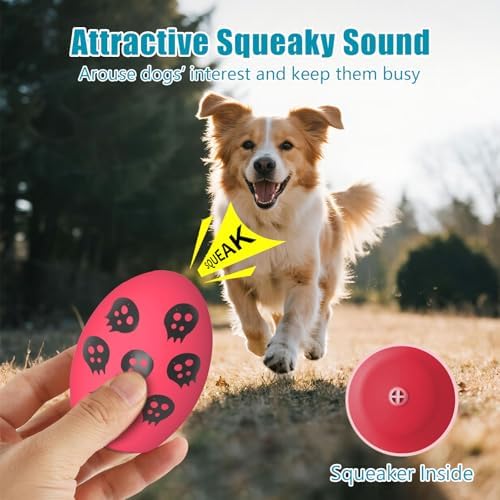 Dog Toys, Squeaky Latex Rubber Bouncy Balls, Squeaky Egg Dog Toys Balls, 6 Pack Interactive Squeak Dog Toy Set for Medium Large Breeds Dogs (6 Pack, Medium)