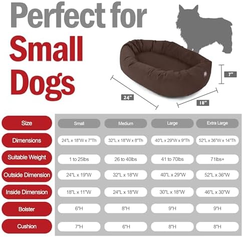 Majestic Pet Suede Calming Dog Bed, 24 Inch Small, Washable, Chocolate