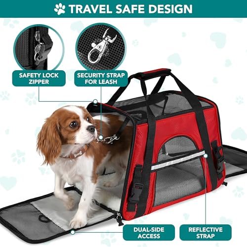 PetAmi Airline Approved Pet Carrier, Cats & Small Dogs, Small, Red