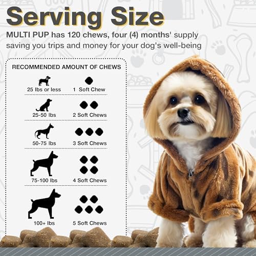 All Natural Multivitamin Soft Chews for Dogs 240ct | Glucosamine Chondroitin for Joint Support with Probiotics for Gut & Immune Health| Mobility and Advanced Wellness Support|4-Month Supply