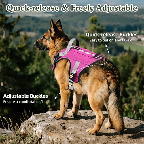 VavoPaw Heavy Duty Tactical Dog Harness for Large Dogs, No Pull Adjustable