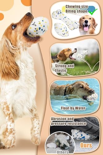 Moonorange 2Pcs Bone Dog Balls+Rugby Dog Toys for Aggressive Chewers, Indestructible Tennis Balls for Dogs (Bone+Rugby)