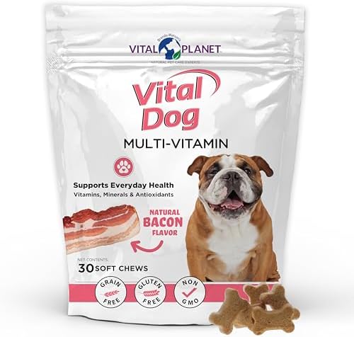 Vital Planet - Vital Dog Multivitamin for Everyday Health with Vitamins, Minerals and Antioxidants - 30 Bacon Flavored Soft Chews