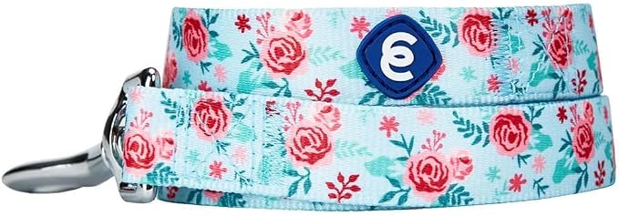 Blueberry Pet Essentials Spring Scent Inspired Garden Floral Dog Leash in Pastel Blue, 5 ft x 3/4", Medium, Leashes for Dogs