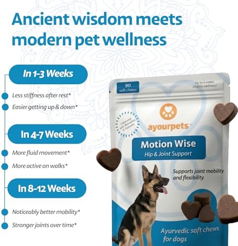 Hip and Joint Supplement for Dogs – Boswellia, Ashwagandha & Turmeric – Stiff Joints, Reduced Mobility & Senior Dog Support – Pork Flavor – 90 Count