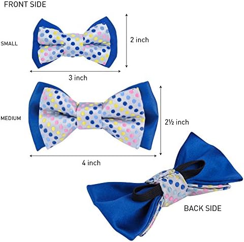 Blueberry Pet Polka Dots Handmade Detachable Bow Tie Adjustable Dog Collar in Neat Pastel Blue, Small, Neck 12"-16"