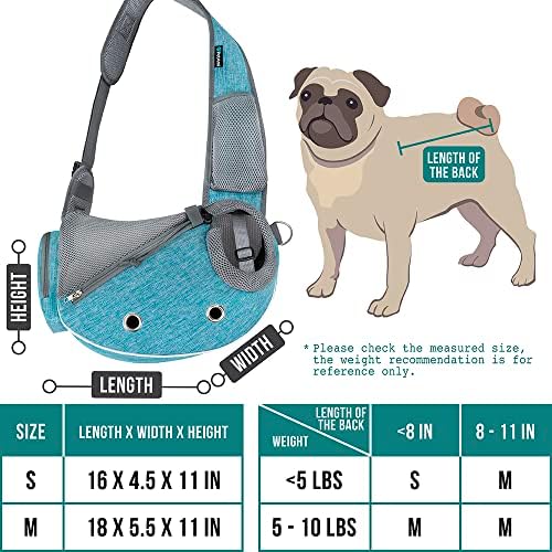 PetAmi Small Dog Sling Carrier, Hands-Free Purse, 5 lb, Sea Blue