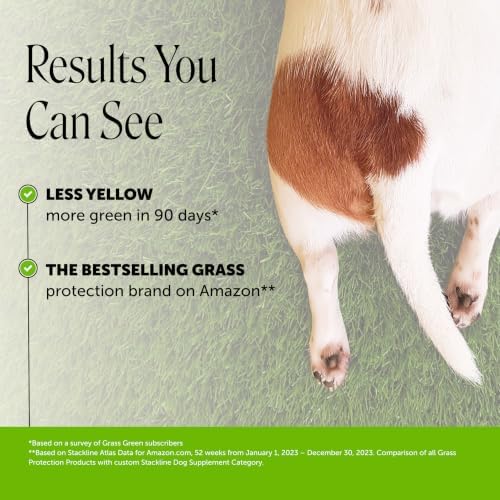 Grass Green Advanced Formula Dog Urine Neutralizer for Lawn Burns - Lawn Saver Supplement for Yellow Spots & Brown Grass, Urinary Health, DL-Methionine, Probiotics & Enzymes (Duck, 90 Ct)
