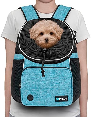 PetAmi Front Carrier Backpack, Adjustable Chest Carrier, Max 10 lbs, Teal Blue