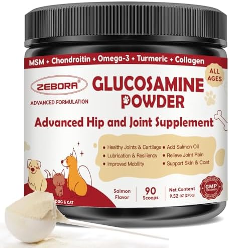 ZEBORA Glucosamine Chondroitin Joint Supplement for Dogs, 270g, 90 Scoops