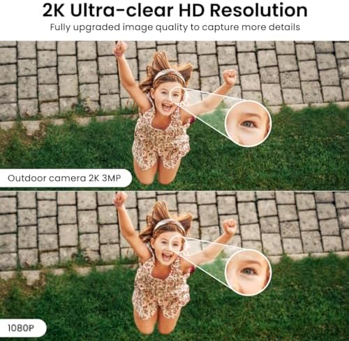 AOQEE 2K Cameras for Home Security, Indoor/Outdoor, Full Color, C1 2Pack