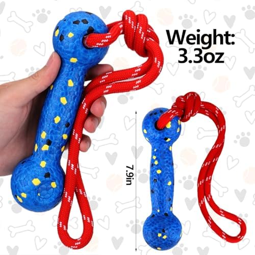 Mity rain Floating Dog Toys –E-TPU Water Pool Fetching Toy with Rope | for Small Medium Large Pet, Bumper Shape Indestructible Interactive Dog Chew Toys for Summer Outdoor Training Fun (Blue)