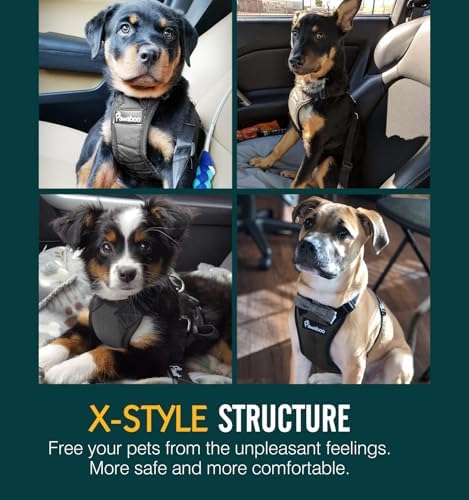 Pawaboo Dog Car Harness, Adjustable Dog Safety Vest Harness with Seat Belt
