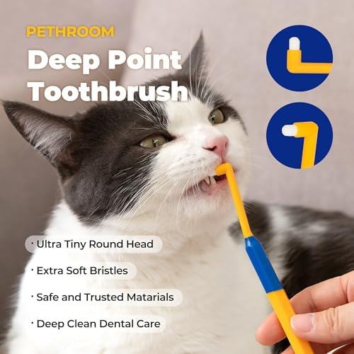 PETHROOM Dog & Cat Dental Kit for Deep Cleaning– Enzymatic Toothpaste & Precision Toothbrush (Rounded Head), Plaque & Tartar Control, EWG Verified, Fresh Breath, Sweet Potato Flavor, 2.1 oz