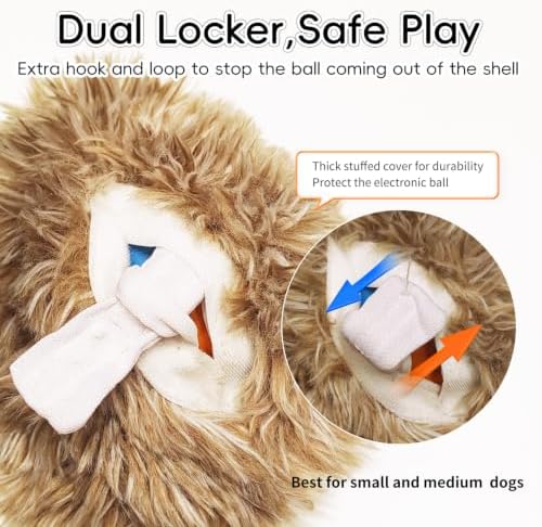 Interactive Dog Toys, Moving Squeaky Plush Dog Toy-Hedgehog | Gentle/Average Chewer,Bounce+Vibration+Sound,Touch-activated,Washable Plush Cover,Type-C Rechargable