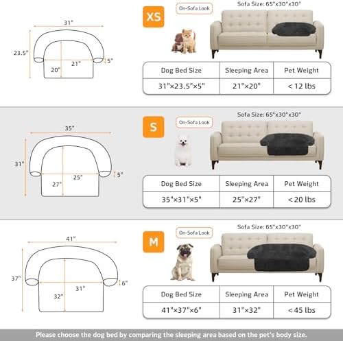 Calming Dog Bed Fluffy Plush Dog Mat for Furniture Protector with Removable Washable Cover for Large Medium Small Dogs and Cats (Small(35x31x5), Dark Grey)
