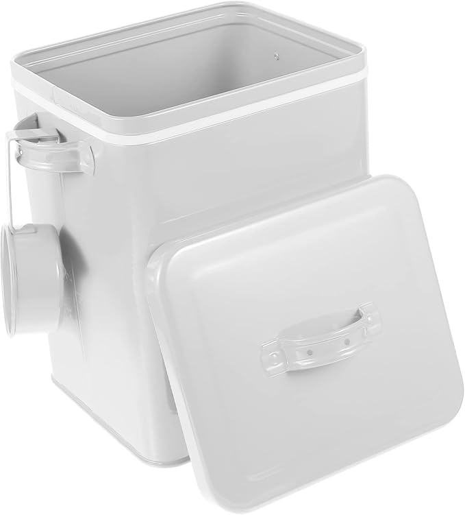 ULTECHNOVO Metal Storage Bin for Pet Food Laundry Powder Sealed Organizer Canister for Kitchen Pantry Multi-functional Container No Pattern