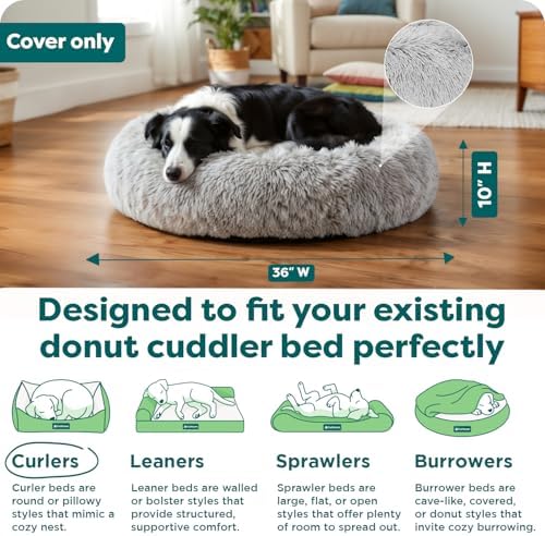 FurHaven Replacement Calming Donut Bed Cover, Misty Gray, Large