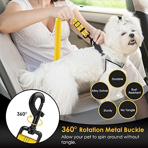 SlowTon Dog Harness - Adjustable Seatbelt, 2-in-1 Latch Bar, Yellow, 27.55in