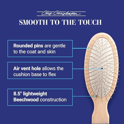 Chris Christensen 20 mm Oval Pin Dog Brush, Stainless Steel, Brown, Oval