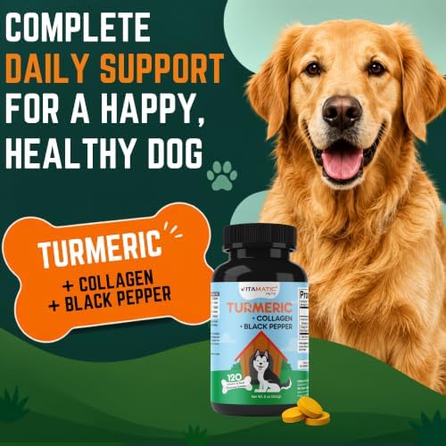 Vitamatic Pets Turmeric + Collagen Tablets for Dogs, 120 Chewables