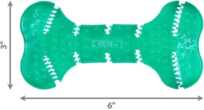 KONG Squeezz Dental Bone, Flexible Dental Chew Toy, for Medium/Large Dogs | Flexible Squeezable Dental Toy for Gentle & Mild Chewers, Helps Clean Teeth & Gums During Engaging Play