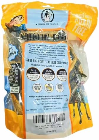 Hubert Salmon Skin Rolls for Dogs, Single Ingredient Fish Treats, 1.5 lb