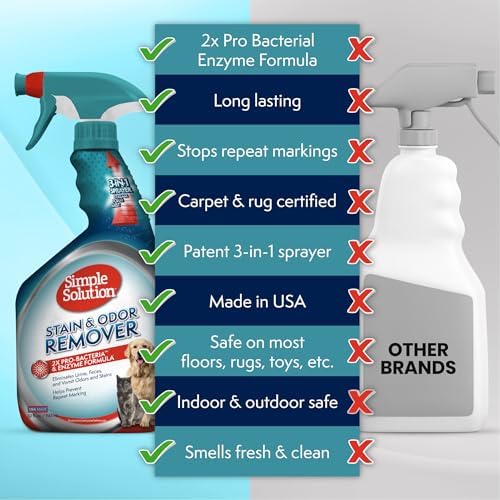 Simple Solution Extreme Stain & Odor Remover, Pee Cleaner, 32oz (Pack of 2)