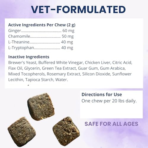 Under the Weather Calming Chews for Dogs | Vet Formulated Dog Calming Chew Treats | Natural Stress Support | Helps with Anxiety, Stress & Thunderstorms | Chicken Flavor Dog Calming Aid | 60 Count