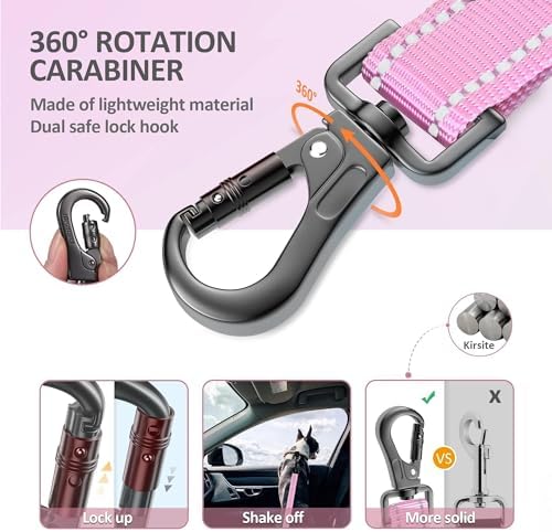 IOKHEIRA Dog Seat Belt 3-in-1 Car Harness - Pink