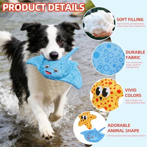 PUPTECK Floating Pool Toys for Dogs, 2-Pack, Starfish & Manta Ray