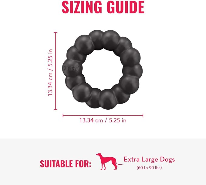 KONG Extreme Ring, Durable Natural Rubber Chew Toy, for XL Dogs | Made from KONG Durable Natural Rubber, a Ring Toy That Supports Healthy Chewing, Dental Health & Play Instincts