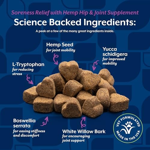 NaturVet Aches & Discomfort Plus Hemp Supplement for Dogs - 60 Soft Chews