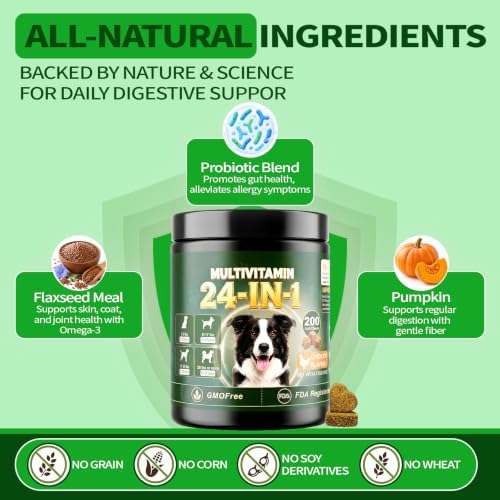 24-in-1 Dog Vitamins and Supplements 90 Ct Daily Multivitamin for Dogs Hip & Joint, Skin, Digestion, Immune